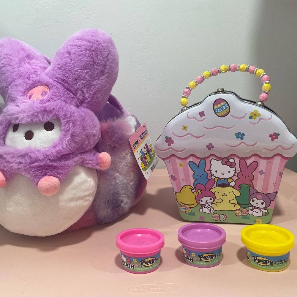NEW Peeps x Sanrio Kuromi Hello Kitty Easter basket tin play dough LOT